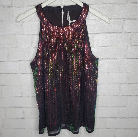Grace Karin Tops - Grace Karin Multicolor Sequin Halter Tank Top